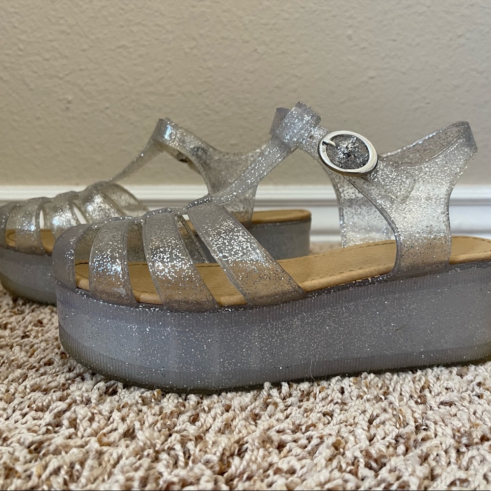 Platform Glitter Jellies Sandal